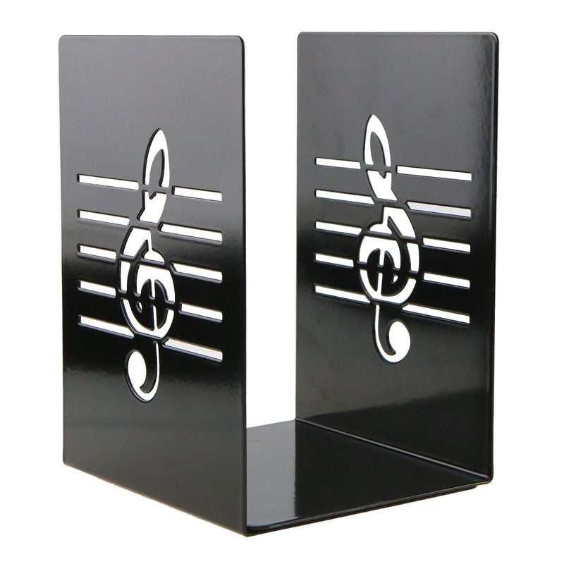 Apol Unique Music Notes Book Stands Metal Bookends for Kids School Library Desk Study Home Office Decoration Gift(Black) - Image 3